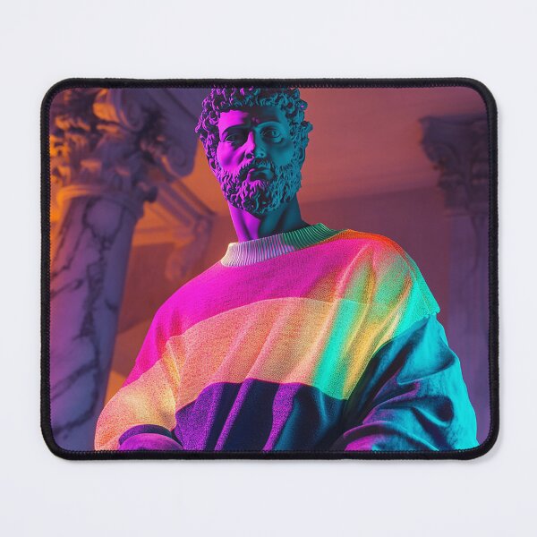Item preview, Neon Marble Statue with Retro Rainbow Sweater | Vaporwave Aesthetic designed and sold by weirdfishes123.