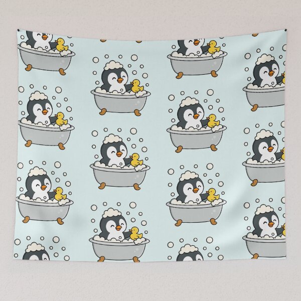 Item preview, Cute Penguin Taking a Bath designed and sold by MyMushroomGrove.