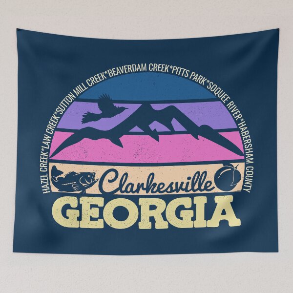 Item preview, Clarkesville Georgia Sunset Retro Vintage Local Pride Logo designed and sold by CRHPOD20.