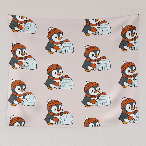 Item preview, Cute Penguin Building an Igloo designed and sold by MyMushroomGrove.