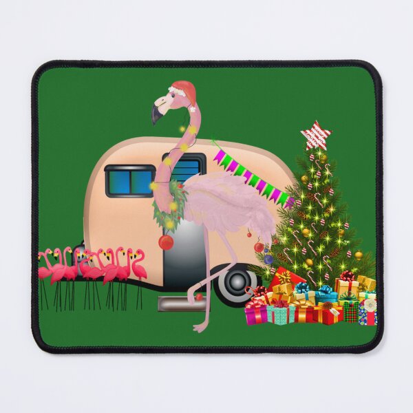 Item preview, santa claus flamingo christmas trailer caravan designed and sold by Gossip Rag.