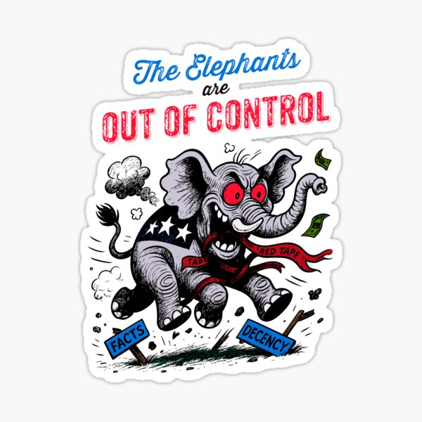Artikel-Vorschau von Die Elefanten sind außer Kontrolle (Farbe), designt und verkauft von DemocraTeeShirts.