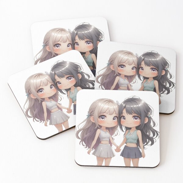 Item preview, Chibi Couple Holding Hands – Cute Anime Kawaii Style sticker  designed and sold by TulipsArtDesigns .