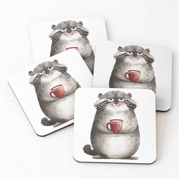 Item preview, Watercolor pallas cat | Cat with a coffee cup | Otocolobus manul | Morning cat | Cute manul cat 1 designed and sold by Yaremchuk.
