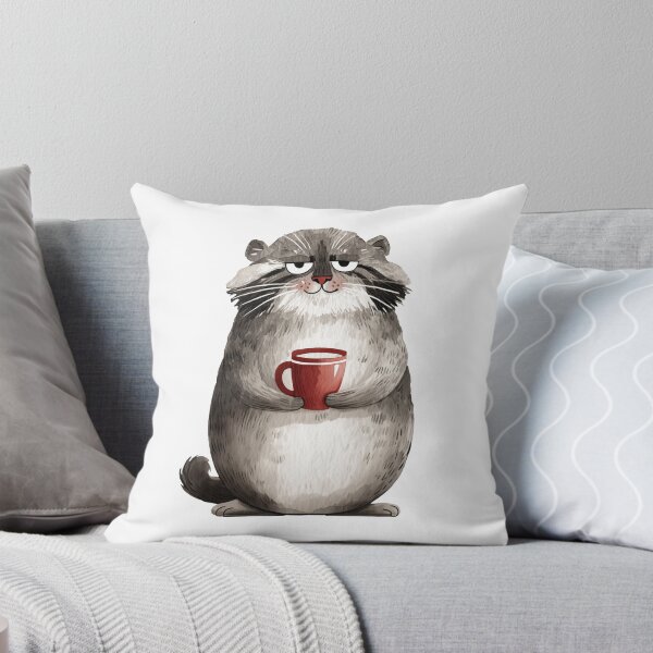 Item preview, Watercolor pallas cat | Cat with a coffee cup | Otocolobus manul | Morning cat | Cute manul cat 1 designed and sold by Yaremchuk.
