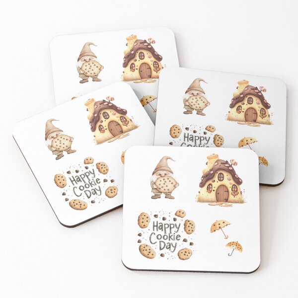 Item preview, Whimsical Cookie Day Set – Cute Gnome, Gingerbread House & Chocolate Chip Treats designed and sold by VikArt7.