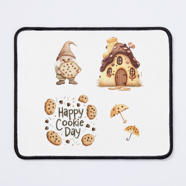 Item preview, Whimsical Cookie Day Set – Cute Gnome, Gingerbread House & Chocolate Chip Treats designed and sold by VikArt7.