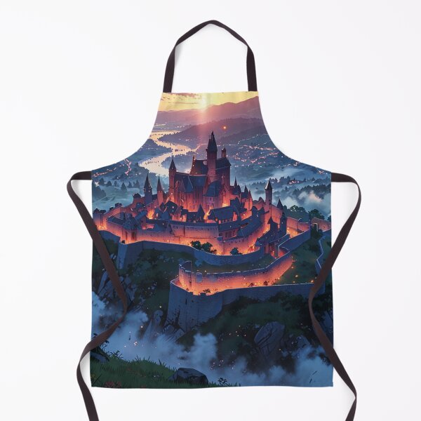 Aperçu de l'œuvre Château médiéval avec lumières rouges créée et vendue par MerlinWear.