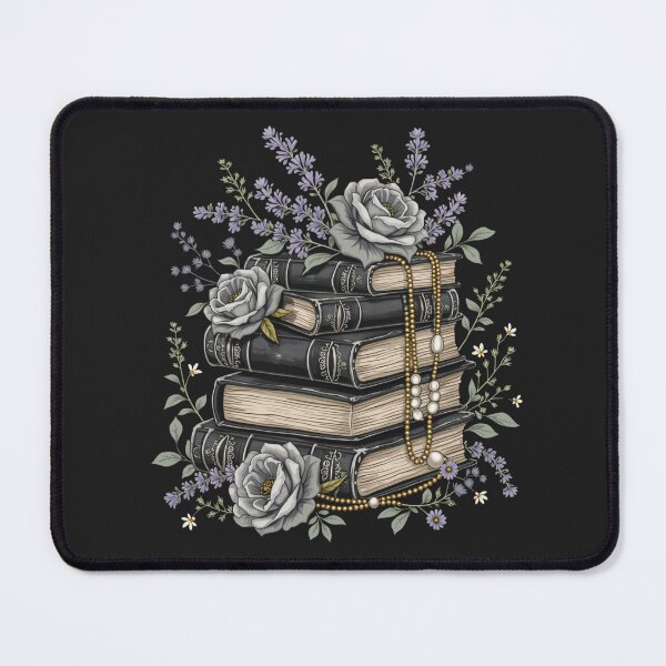 Item preview, Dark Academia Vintage Book Stack with light purple liliac lavander Roses and Pearls – Aesthetic Gothic Floral Library Design designed and sold by Fantasy Cache.