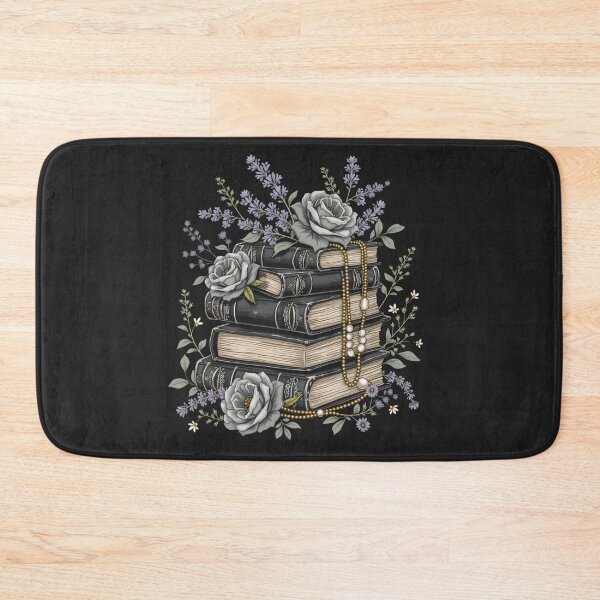 Item preview, Dark Academia Vintage Book Stack with light purple liliac lavander Roses and Pearls – Aesthetic Gothic Floral Library Design designed and sold by Fantasy Cache.