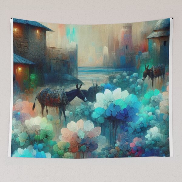 Item preview, Lamu City at 4PM – Abstract AI Artwork with Radiant Afternoon Colors and Floral Accents for Clothing & Accessories designed and sold by knalpot-design.