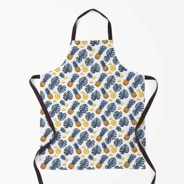 Item preview, Watercolor Monstera & Pineapple Slices - Seamless Blue Pattern designed and sold by BeachWhisper.