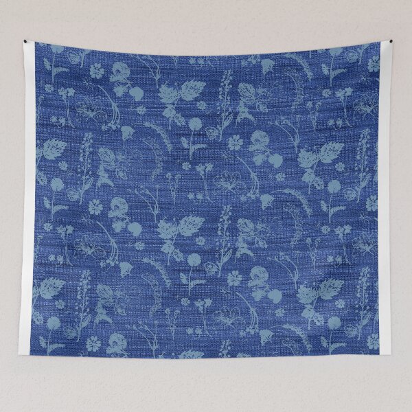 Item preview, Botanic on juta blue designed and sold by Alessandro Remo Mazzoni Remotextiles.