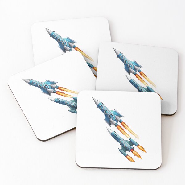 Item preview, Two flying cartoon rocket in flat style isolated on white background, Space Shuttle Launch, Space rocket launch and flies, Launch spaceship or spacecraft. Rocket fast flying for space designed and sold by Danler.
