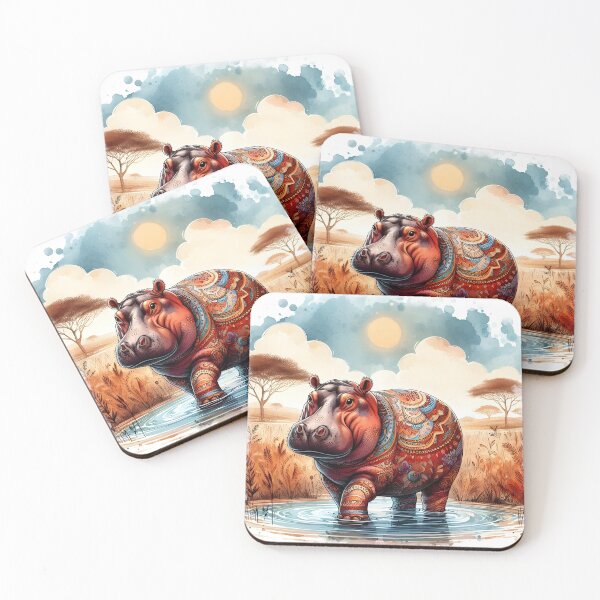 Item preview, Patterns of the Savanna Grassland Hippopotamus Day  designed and sold by BreezyDawnDesigns.
