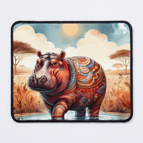 Item preview, Patterns of the Savanna Grassland Hippopotamus Day designed and sold by BreezyDawnDesigns.