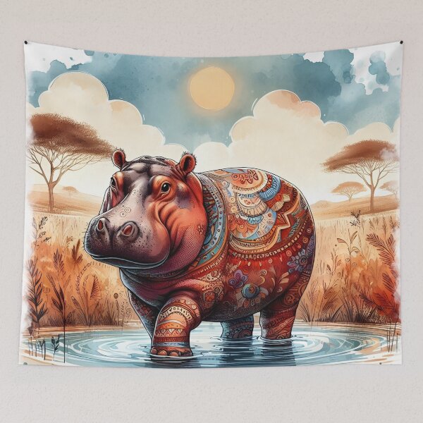 Item preview, Patterns of the Savanna Grassland Hippopotamus Day  designed and sold by BreezyDawnDesigns.