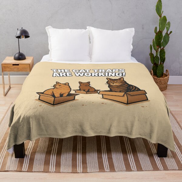Item preview, Funny Cat Box Meme Shirt – “The Cat Traps Are Working!” – Cute Vector Art Cats in Boxes designed and sold by WAUZ.
