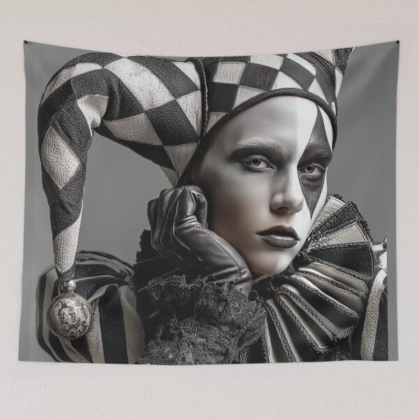 Item preview, Monochrome Jest: A Harlequin's Stare designed and sold by bloorose.