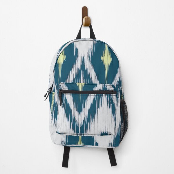 Item preview, Striking ikat pattern in teal, cream, and a touch of lime. Bold geometric diamonds and chevrons create a vibrant, textured look. Perfect for adding a global, bohemian touch to any space. designed and sold by Theerapol Buphasiri.