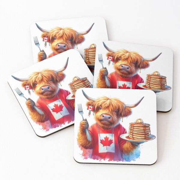 Item preview, Scottish Highland Cow in Canada Colorful Watercolor designed and sold by MaedK.