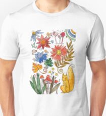 watercolor collection of plants and flowers, squirrel under the mushroom Unisex T-Shirt