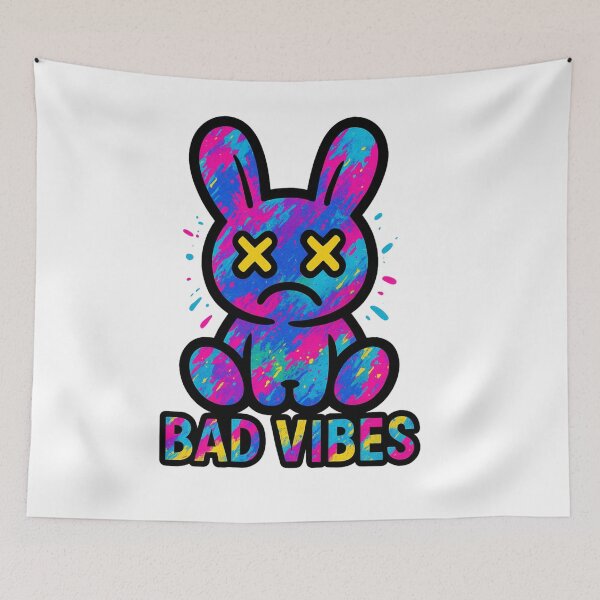 Item preview, Bad Vibes Bunny – Sadcore Street Pop Grunge designed and sold by VIBE CRAFT STUDIO.