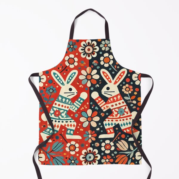Item preview, Scandinavian Folk Art Two Cute Patterned Boxing Hares by heidiannemorris © designed and sold by FOLK ART FUSION by heidiannemorris.