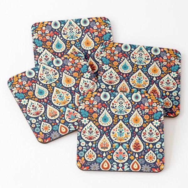 Item preview, Scandinavian Folk Art Colourful Teardrop Pattern by heidiannemorris © designed and sold by FOLK ART FUSION.