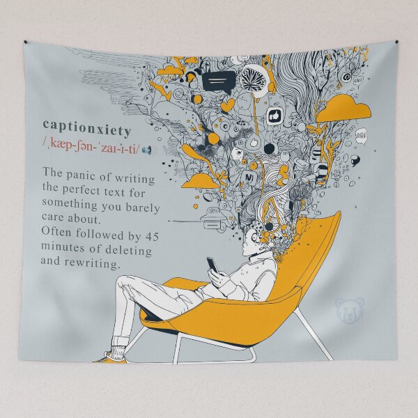Item preview, Captionxiety – Overthinking, One Post at a Time designed and sold by Bearabilia.