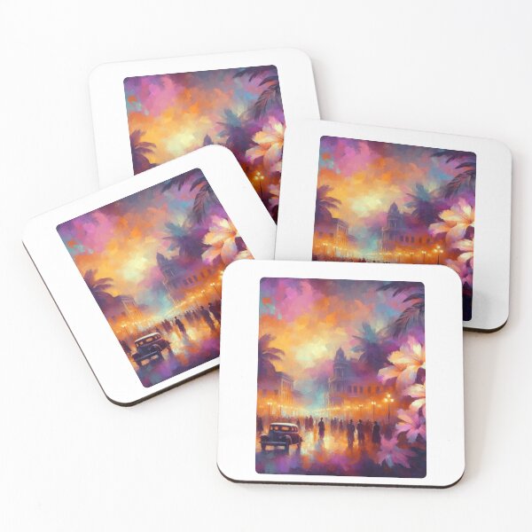 Item preview, Luanda City at 9PM – Abstract AI Nightscape with Vibrant Colors and Floral Elements for Clothing & Accessories designed and sold by knalpot-design.