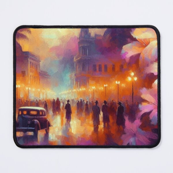 Item preview, Luanda City at 9PM – Abstract AI Nightscape with Vibrant Colors and Floral Elements for Clothing & Accessories designed and sold by knalpot-design.