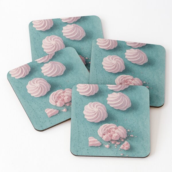 Item preview, Watercolor Pink Meringues on green Background designed and sold by Pacika.