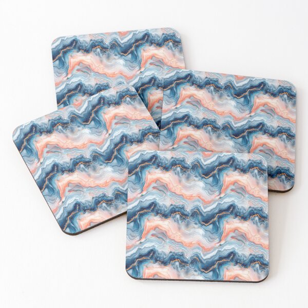 Item preview, Swirling Blue Coral Gold Abstract designed and sold by NTGUILTY.