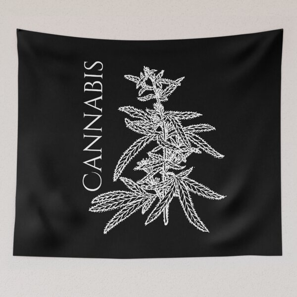 Item preview, Cannabis Plant White Drawing Design designed and sold by EarthArtDesigns.