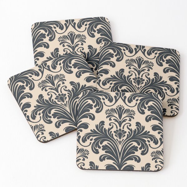 Item preview, Classic Black Damask Pattern – Elegant Vintage Baroque Design on Beige designed and sold by Ink And Inspire.