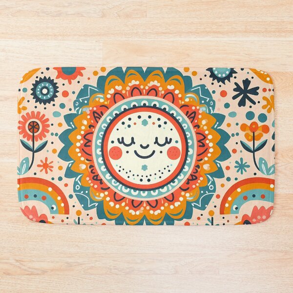Item preview, Scandinavian Folk Art Cute Smiling Sun Face by heidiannemorris © designed and sold by FOLK ART FUSION by heidiannemorris.