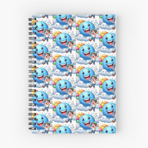Item preview, Happy Cartoon World – Smiling Blue Ball & Joyful Kid in Clouds designed and sold by kubrashop.