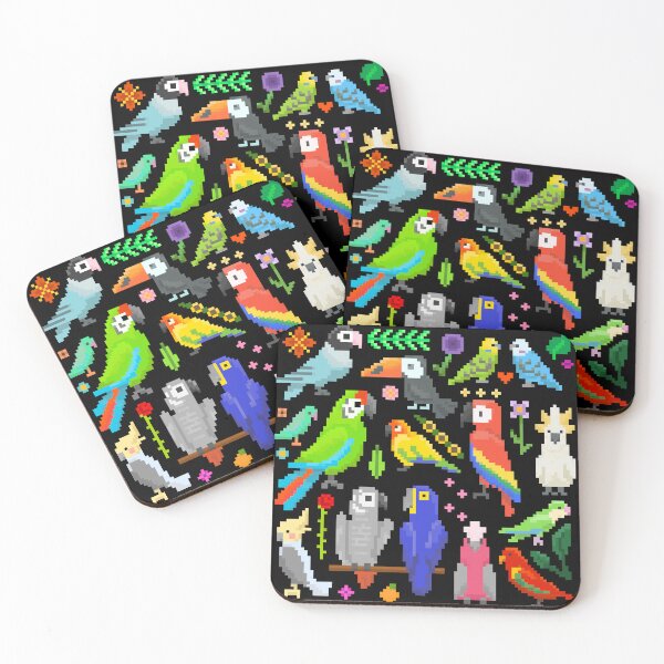 Item preview, Tropical Birds and Parrots in Pixel Art  designed and sold by narwhalwall.