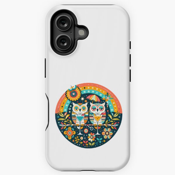 Item preview, Scandinavian Folk Art - Two Tipsy Owls Rainbow Circle by heidiannemorris © designed and sold by FOLK ART FUSION by heidiannemorris.