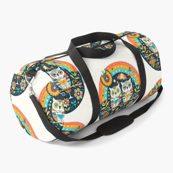 Item preview, Scandinavian Folk Art - Two Tipsy Owls Rainbow Circle by heidiannemorris © designed and sold by FOLK ART FUSION by heidiannemorris.