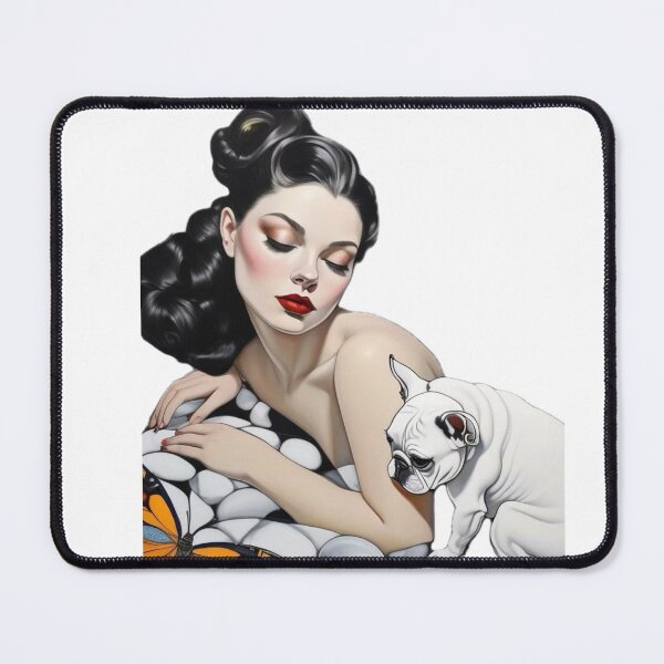 Item preview, 40’s pin up girl with french bulldog designed and sold by PhilDreams.