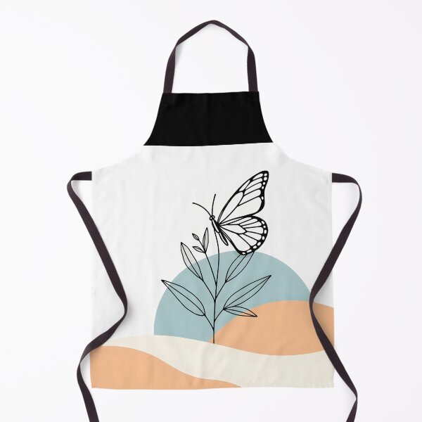 Item preview, Butterfly and Plant – Minimalist Lineart on Bold Blue and Orange Circles designed and sold by EmeraldeaArt.