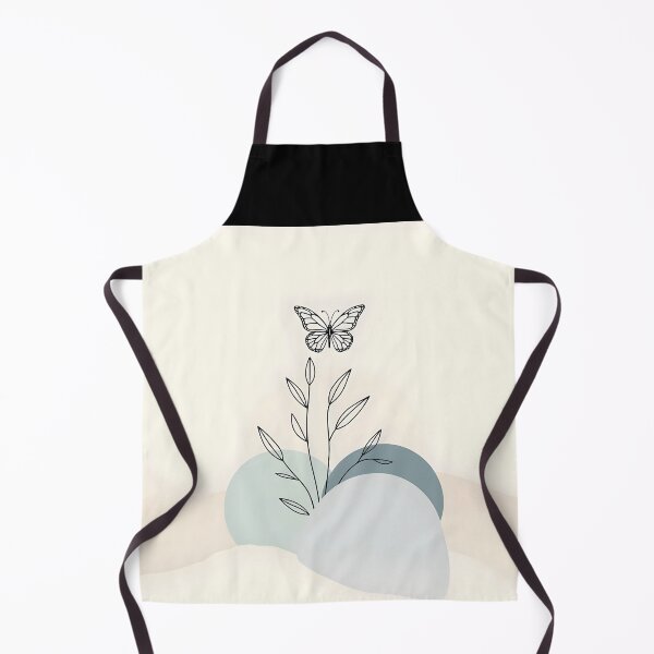 Item preview, Butterfly and Botanical Lineart – Minimalist Nature on Muted Blue designed and sold by EmeraldeaArt.