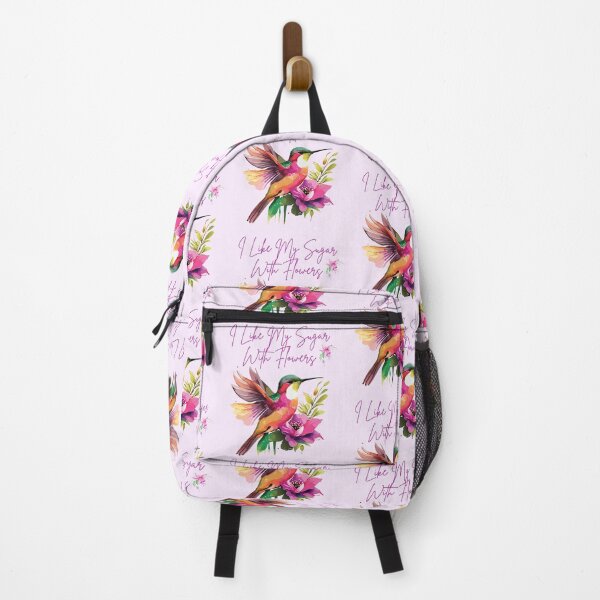Item preview, I Like My Sugar With Flowers Hummingbird Colorful Light Background Design designed and sold by EarthArtDesigns.