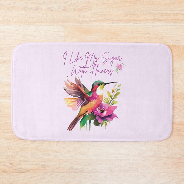 Item preview, I Like My Sugar With Flowers Hummingbird Colorful Light Background Design designed and sold by EarthArtDesigns.