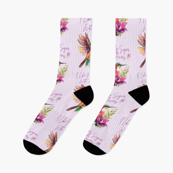 Item preview, I Like My Sugar With Flowers Hummingbird Colorful Light Background Design designed and sold by EarthArtDesigns.