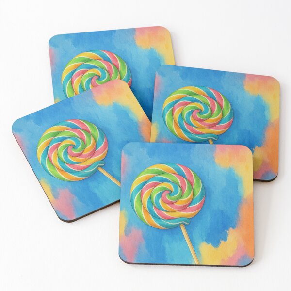 Item preview, Watercolor Rainbow Lollipop on Colorful Abstract Background designed and sold by Pacika.