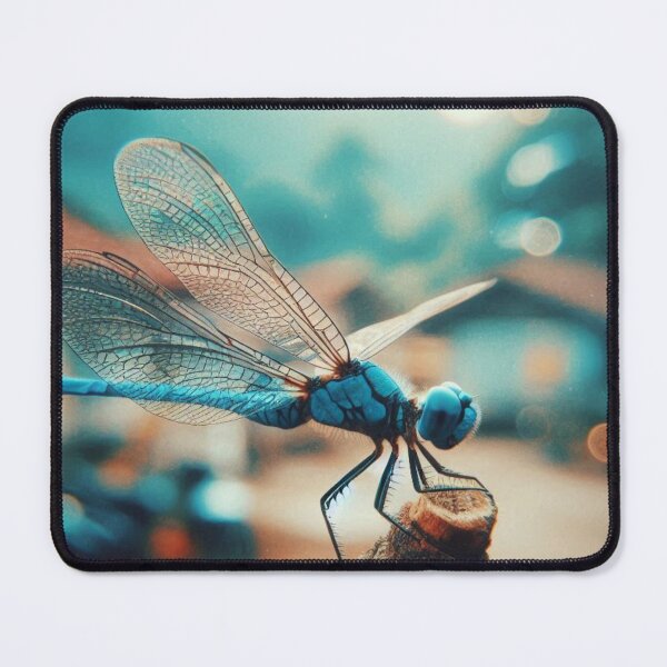 Item preview, Blue Dragonfly in 70s Macro Style – Vintage AI Artwork with Retro Charm for Animal Lovers on Clothing & Accessories designed and sold by knalpot-design.