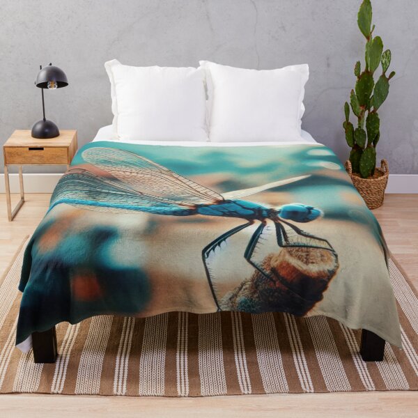 Item preview, Blue Dragonfly in 70s Macro Style – Vintage AI Artwork with Retro Charm for Animal Lovers on Clothing & Accessories designed and sold by knalpot-design.